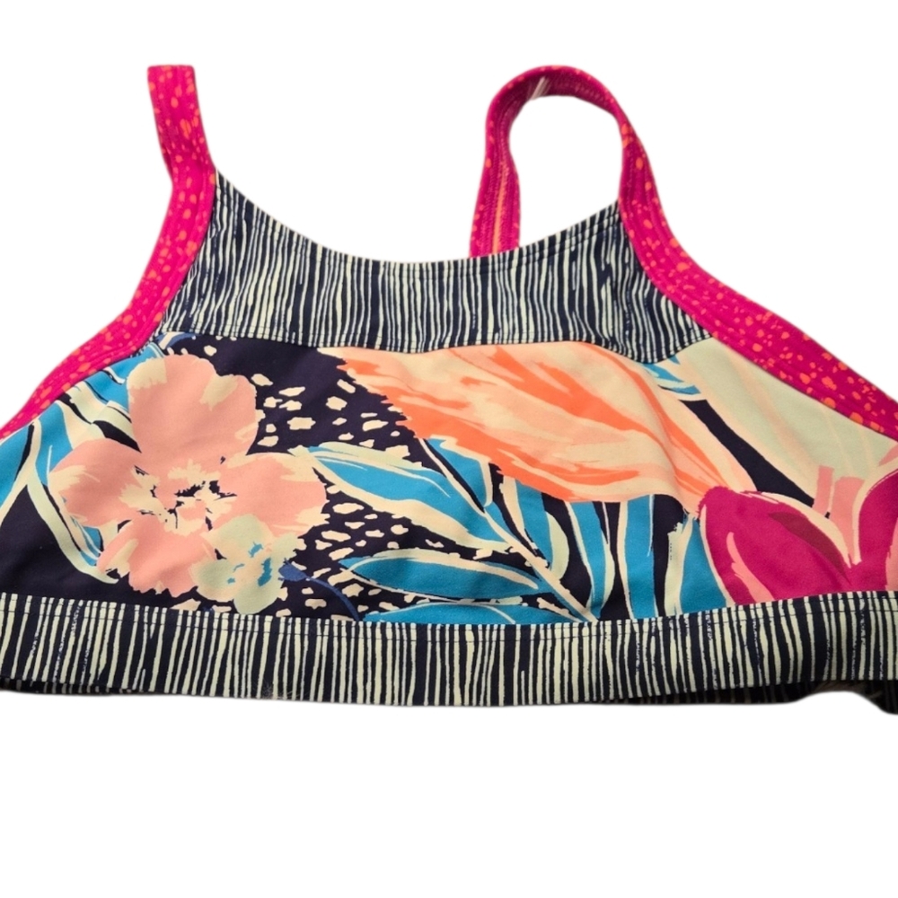 Athleta Girl High Neck Paradise Splash Bikini Top Size Xl/14